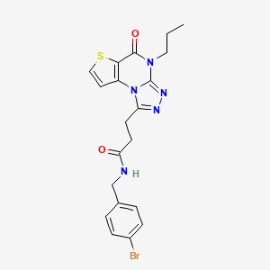 molecular formula C20H20BrN5O2S B2466913 N-(4-bromobenzyl)-3-(5-oxo-4-propyl-4,5-dihydrothieno[2,3-e][1,2,4]triazolo[4,3-a]pyrimidin-1-yl)propanamide CAS No. 1189871-30-4