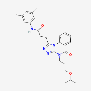 molecular formula C26H31N5O3 B2466915 N-(3,5-dimethylphenyl)-3-{5-oxo-4-[3-(propan-2-yloxy)propyl]-4H,5H-[1,2,4]triazolo[4,3-a]quinazolin-1-yl}propanamide CAS No. 902932-45-0