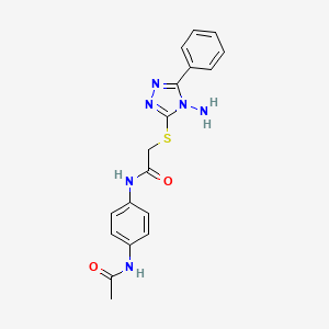 molecular formula C18H18N6O2S B2466916 N-[4-(acetylamino)phenyl]-2-[(4-amino-5-phenyl-4H-1,2,4-triazol-3-yl)sulfanyl]acetamide CAS No. 585554-02-5