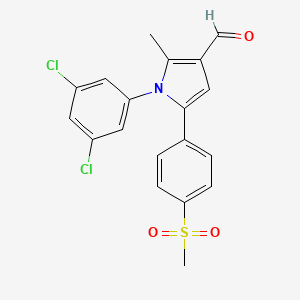molecular formula C19H15Cl2NO3S B2466917 1-(3,5-dichlorophenyl)-2-methyl-5-[4-(methylsulfonyl)phenyl]-1H-pyrrole-3-carbaldehyde CAS No. 338749-87-4