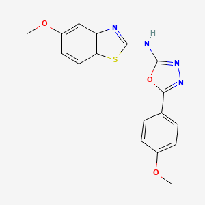 molecular formula C17H14N4O3S B2466918 N-(5-methoxy-1,3-benzothiazol-2-yl)-5-(4-methoxyphenyl)-1,3,4-oxadiazol-2-amine CAS No. 891084-65-4