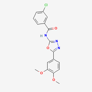 molecular formula C17H14ClN3O4 B2466920 3-chloro-N-(5-(3,4-dimethoxyphenyl)-1,3,4-oxadiazol-2-yl)benzamide CAS No. 922916-29-8