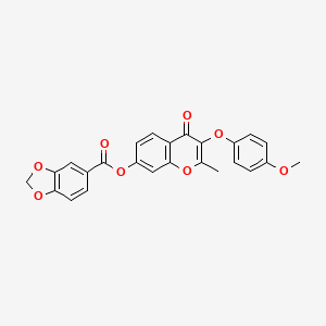 molecular formula C25H18O8 B2466925 3-(4-methoxyphenoxy)-2-methyl-4-oxo-4H-chromen-7-yl 1,3-benzodioxole-5-carboxylate CAS No. 858766-95-7