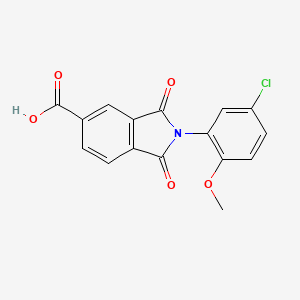 molecular formula C16H10ClNO5 B2466938 2-(5-Chloro-2-methoxyphenyl)-1,3-dioxoisoindoline-5-carboxylic acid CAS No. 690967-38-5