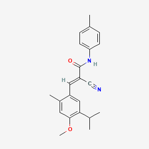 molecular formula C22H24N2O2 B2466958 (E)-2-cyano-3-(4-methoxy-2-methyl-5-propan-2-ylphenyl)-N-(4-methylphenyl)prop-2-enamide CAS No. 1164497-52-2
