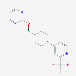 molecular formula C16H17F3N4O B2466960 2-[[1-[2-(Trifluoromethyl)pyridin-4-yl]piperidin-4-yl]methoxy]pyrimidine CAS No. 2415489-53-9