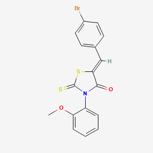 molecular formula C17H12BrNO2S2 B2466980 (5Z)-5-[(4-溴苯基)亚甲基]-3-(2-甲氧基苯基)-2-硫代亚甲基-1,3-噻唑烷-4-酮 CAS No. 307525-04-8