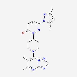 molecular formula C21H25N9O B2466994 6-(3,5-Dimethylpyrazol-1-yl)-2-[1-(5,6-dimethyl-[1,2,4]triazolo[1,5-a]pyrimidin-7-yl)piperidin-4-yl]pyridazin-3-one CAS No. 2379977-65-6