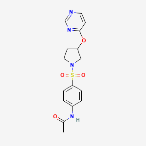 molecular formula C16H18N4O4S B2466998 N-(4-((3-(嘧啶-4-氧基)吡咯烷-1-基)磺酰基)苯基)乙酰胺 CAS No. 2034247-12-4