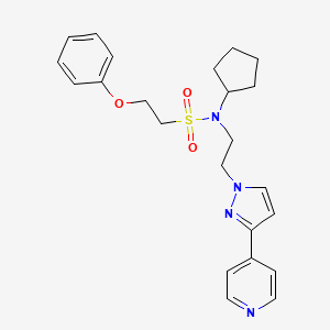 molecular formula C23H28N4O3S B2467001 N-cyclopentyl-2-phenoxy-N-(2-(3-(pyridin-4-yl)-1H-pyrazol-1-yl)ethyl)ethanesulfonamide CAS No. 2034327-82-5