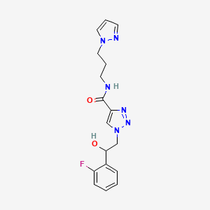 molecular formula C17H19FN6O2 B2467004 N-(3-(1H-pyrazol-1-yl)propyl)-1-(2-(2-fluorophenyl)-2-hydroxyethyl)-1H-1,2,3-triazole-4-carboxamide CAS No. 2034354-31-7