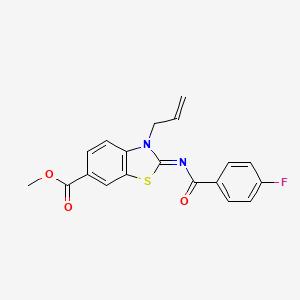 molecular formula C19H15FN2O3S B2467017 Methyl 2-(4-fluorobenzoyl)imino-3-prop-2-enyl-1,3-benzothiazole-6-carboxylate CAS No. 865174-87-4