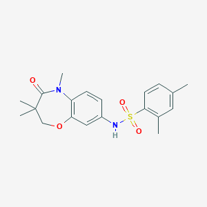 molecular formula C20H24N2O4S B2467024 2,4-dimethyl-N-(3,3,5-trimethyl-4-oxo-2,3,4,5-tetrahydrobenzo[b][1,4]oxazepin-8-yl)benzenesulfonamide CAS No. 921903-42-6
