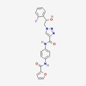 molecular formula C22H18FN5O4 B2467027 1-(2-(2-氟苯基)-2-羟乙基)-N-(4-(呋喃-2-甲酰胺)苯基)-1H-1,2,3-三唑-4-甲酰胺 CAS No. 2034256-14-7