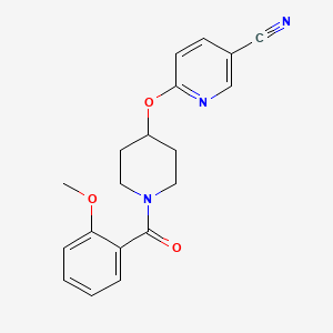 molecular formula C19H19N3O3 B2467040 6-((1-(2-Methoxybenzoyl)piperidin-4-yl)oxy)nicotinonitrile CAS No. 1421477-72-6