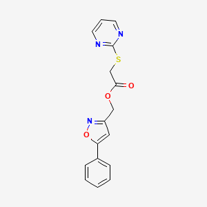 (5-Phenylisoxazol-3-yl)methyl 2-(pyrimidin-2-ylthio)acetate