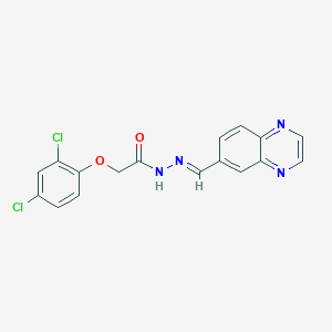 molecular formula C17H12Cl2N4O2 B2467053 (E)-2-(2,4-dichlorophenoxy)-N'-(quinoxalin-6-ylmethylene)acetohydrazide CAS No. 1018050-21-9