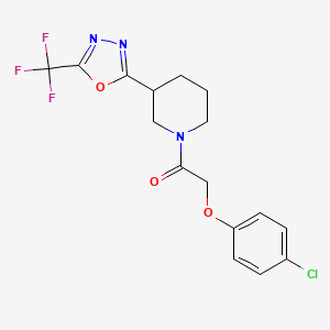 molecular formula C16H15ClF3N3O3 B2467055 2-(4-Chlorophenoxy)-1-(3-(5-(trifluoromethyl)-1,3,4-oxadiazol-2-yl)piperidin-1-yl)ethanone CAS No. 1396852-66-6