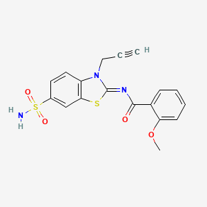 molecular formula C18H15N3O4S2 B2467065 2-甲氧基-N-(3-丙-2-炔基-6-磺酰胺基-1,3-苯并噻唑-2-亚基)苯甲酰胺 CAS No. 887204-47-9