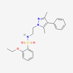 molecular formula C21H25N3O3S B2467079 N-(2-(3,5-dimethyl-4-phenyl-1H-pyrazol-1-yl)ethyl)-2-ethoxybenzenesulfonamide CAS No. 2034370-99-3