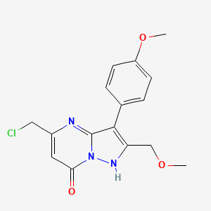 molecular formula C16H16ClN3O3 B2467088 5-(chloromethyl)-2-(methoxymethyl)-3-(4-methoxyphenyl)pyrazolo[1,5-a]pyrimidin-7(4H)-one CAS No. 936077-59-7