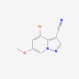 molecular formula C9H6BrN3O B2467094 4-溴-6-甲氧基吡唑并[1,5-a]吡啶-3-腈 CAS No. 1822680-43-2