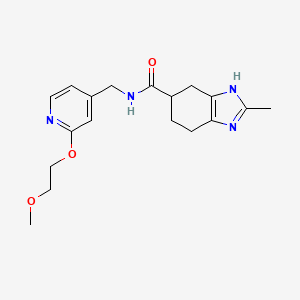 molecular formula C18H24N4O3 B2467127 N-((2-(2-methoxyethoxy)pyridin-4-yl)methyl)-2-methyl-4,5,6,7-tetrahydro-1H-benzo[d]imidazole-5-carboxamide CAS No. 2034254-23-2