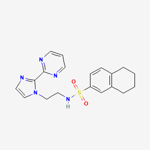 molecular formula C19H21N5O2S B2467129 N-(2-(2-(嘧啶-2-基)-1H-咪唑-1-基)乙基)-5,6,7,8-四氢萘-2-磺酰胺 CAS No. 1797237-47-8