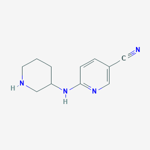 molecular formula C11H14N4 B2467133 6-(Piperidin-3-ylamino)pyridine-3-carbonitrile CAS No. 1062369-35-0