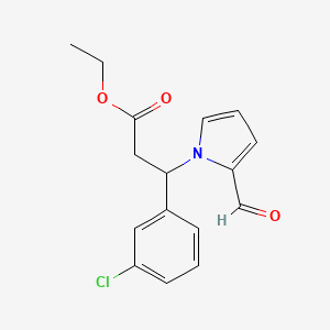 molecular formula C16H16ClNO3 B2467138 3-(3-氯苯基)-3-(2-甲酰基-1H-吡咯-1-基)丙酸乙酯 CAS No. 866040-61-1