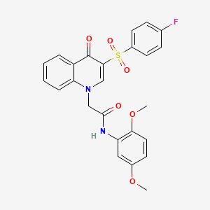 molecular formula C25H21FN2O6S B2467142 N-(2,5-dimethoxyphenyl)-2-[3-(4-fluorophenyl)sulfonyl-4-oxoquinolin-1-yl]acetamide CAS No. 866729-62-6