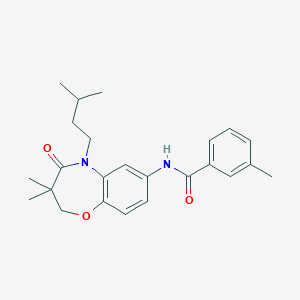 molecular formula C24H30N2O3 B2467144 N-(5-isopentyl-3,3-dimethyl-4-oxo-2,3,4,5-tetrahydrobenzo[b][1,4]oxazepin-7-yl)-3-methylbenzamide CAS No. 921817-93-8