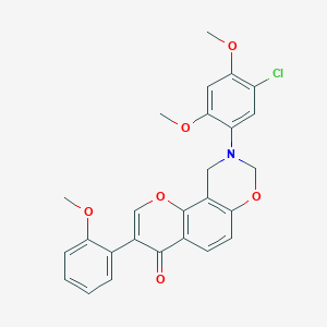 molecular formula C26H22ClNO6 B2467154 9-(5-chloro-2,4-dimethoxyphenyl)-3-(2-methoxyphenyl)-9,10-dihydrochromeno[8,7-e][1,3]oxazin-4(8H)-one CAS No. 929444-55-3
