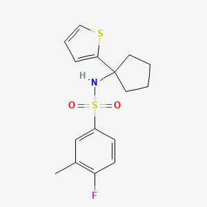 molecular formula C16H18FNO2S2 B2467156 4-氟-3-甲基-N-(1-(噻吩-2-基)环戊基)苯磺酰胺 CAS No. 2034506-82-4