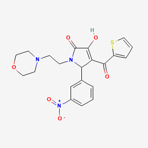 molecular formula C21H21N3O6S B2467168 3-hydroxy-1-(2-morpholinoethyl)-5-(3-nitrophenyl)-4-(thiophene-2-carbonyl)-1H-pyrrol-2(5H)-one CAS No. 378762-40-4