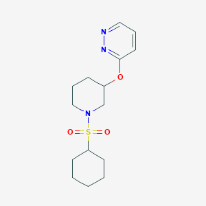 molecular formula C15H23N3O3S B2467171 3-((1-(Cyclohexylsulfonyl)piperidin-3-yl)oxy)pyridazine CAS No. 2034448-13-8