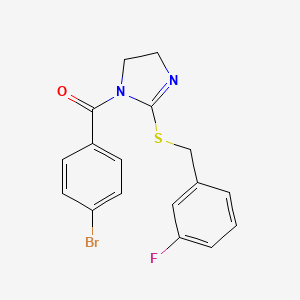 molecular formula C17H14BrFN2OS B2467173 (4-溴苯基)(2-((3-氟苄基)硫代)-4,5-二氢-1H-咪唑-1-基)甲苯酮 CAS No. 851865-12-8