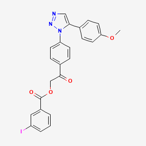 molecular formula C24H18IN3O4 B2467175 [2-[4-[5-(4-Methoxyphenyl)triazol-1-yl]phenyl]-2-oxoethyl] 3-iodobenzoate CAS No. 723320-28-3
