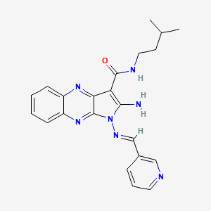 molecular formula C22H23N7O B2467201 (E)-2-amino-N-isopentyl-1-((pyridin-3-ylmethylene)amino)-1H-pyrrolo[2,3-b]quinoxaline-3-carboxamide CAS No. 577999-94-1