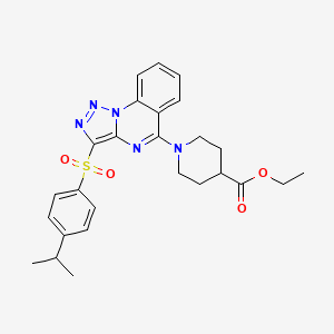 molecular formula C26H29N5O4S B2467205 Ethyl 1-{3-[(4-isopropylphenyl)sulfonyl][1,2,3]triazolo[1,5-a]quinazolin-5-yl}piperidine-4-carboxylate CAS No. 892275-63-7