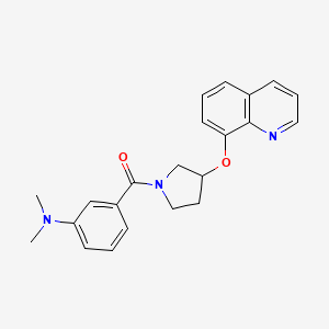 molecular formula C22H23N3O2 B2467224 (3-(Dimethylamino)phenyl)(3-(quinolin-8-yloxy)pyrrolidin-1-yl)methanone CAS No. 1903869-88-4