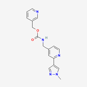 molecular formula C17H17N5O2 B2467233 pyridin-3-ylmethyl ((2-(1-methyl-1H-pyrazol-4-yl)pyridin-4-yl)methyl)carbamate CAS No. 2034423-69-1