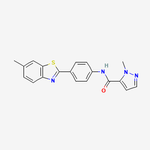 molecular formula C19H16N4OS B2467239 1-methyl-N-(4-(6-methylbenzo[d]thiazol-2-yl)phenyl)-1H-pyrazole-5-carboxamide CAS No. 1052621-94-9