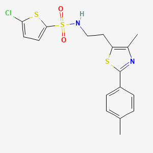 molecular formula C17H17ClN2O2S3 B2467241 5-chloro-N-(2-(4-methyl-2-(p-tolyl)thiazol-5-yl)ethyl)thiophene-2-sulfonamide CAS No. 893994-72-4