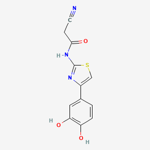 molecular formula C12H9N3O3S B2467244 2-cyano-N-[4-(3,4-dihydroxyphenyl)-1,3-thiazol-2-yl]acetamide CAS No. 851169-22-7