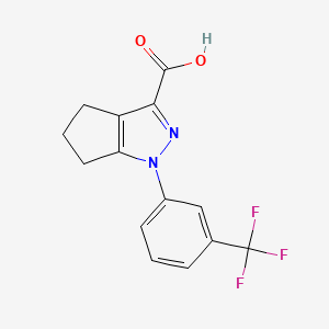 molecular formula C14H11F3N2O2 B2467249 1-[3-(trifluoromethyl)phenyl]-1H,4H,5H,6H-cyclopenta[c]pyrazole-3-carboxylic acid CAS No. 926254-24-2