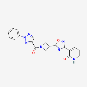 molecular formula C19H15N7O3 B2467253 3-(5-(1-(2-苯基-2H-1,2,3-三唑-4-羰基)氮杂环丁-3-基)-1,2,4-恶二唑-3-基)吡啶-2(1H)-酮 CAS No. 1396889-02-3