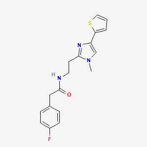 2-(4-fluorophenyl)-N-(2-(1-methyl-4-(thiophen-2-yl)-1H-imidazol-2-yl)ethyl)acetamide