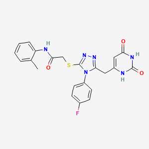 molecular formula C22H19FN6O3S B2467257 2-[[5-[(2,4-dioxo-1H-pyrimidin-6-yl)methyl]-4-(4-fluorophenyl)-1,2,4-triazol-3-yl]sulfanyl]-N-(2-methylphenyl)acetamide CAS No. 852154-02-0