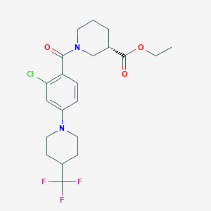 molecular formula C21H26ClF3N2O3 B2467258 Ethyl 1-{2-chloro-4-[4-(trifluoromethyl)piperidino]benzoyl}-3-piperidinecarboxylate CAS No. 2085690-73-7